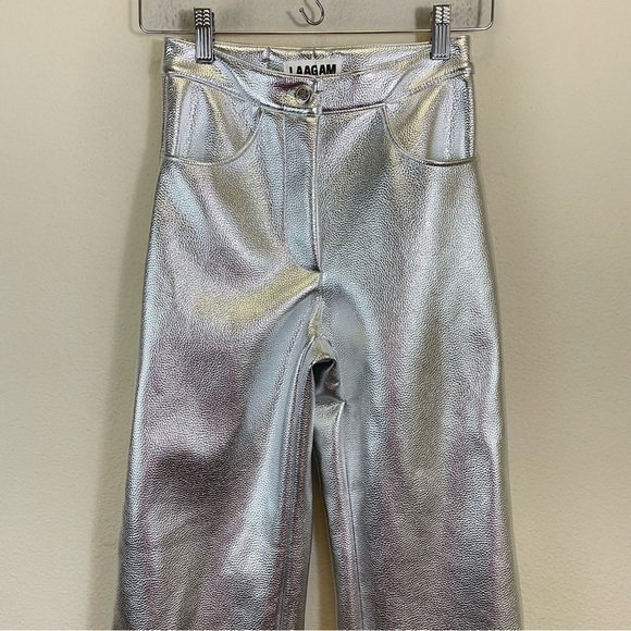 LAAGAM Metallic Wide Leg High Rise Pants NWT Size XXS - Picture 6 of 15